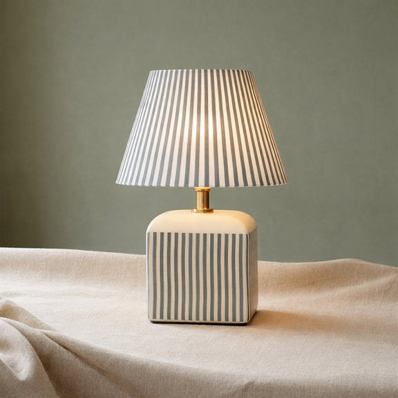 Amaris Table Lamp Cream & Green Strip - LL-27-0337G