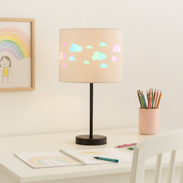Kiki Rechargeable Cloud Pattern LED Table Lamp 3W Black & Linen - LL-LED-30C