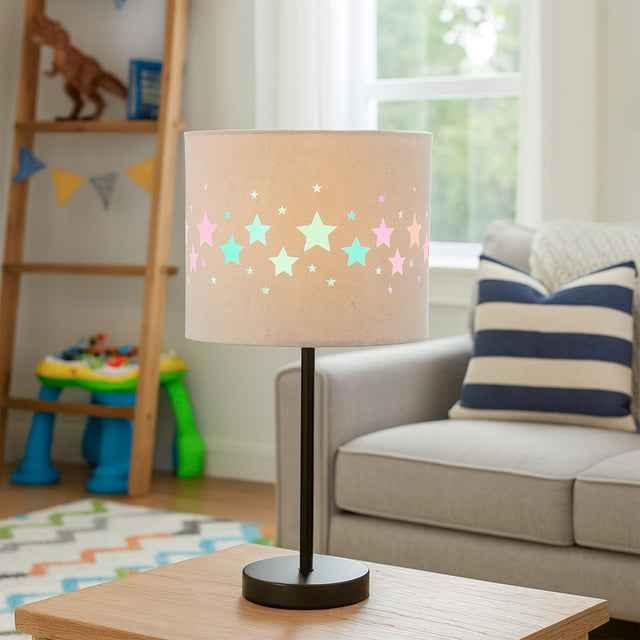 Kiki Rechargeable Star Pattern LED Table Lamp 3W Black & Linen - LL-LED-30S