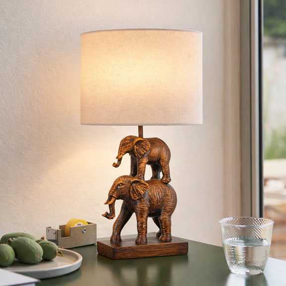 Mother and Calf Elephant LED Table Lamp 2.5W 3000K Natural & Brushed Bronze - LL-LED-31