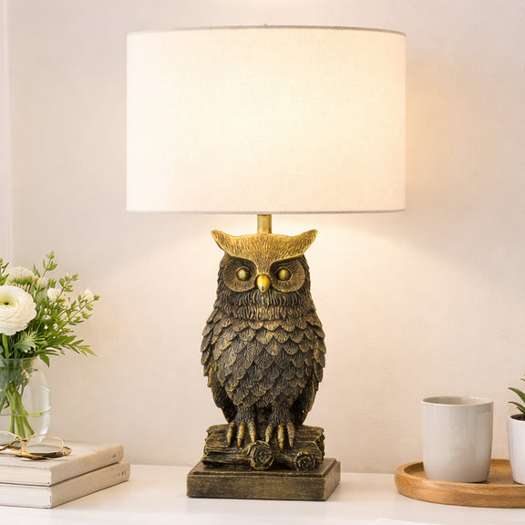 Owl Sculpture LED Table Lamp 2.5W 3000K Natural & Brushed Antique Brass - LL-LED-32