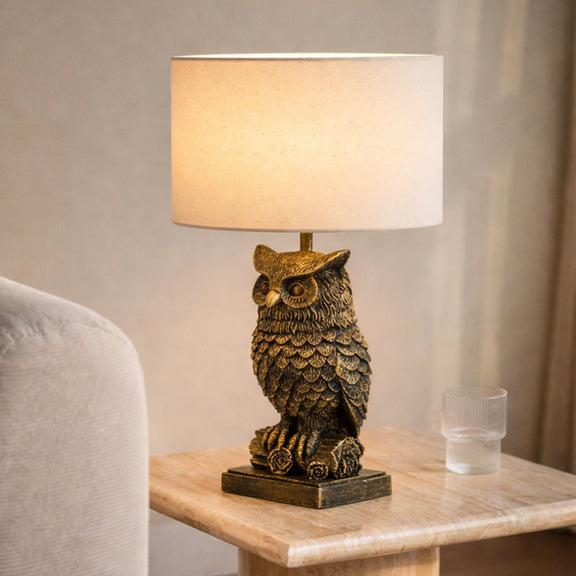 Owl Sculpture LED Table Lamp 2.5W 3000K Natural & Brushed Antique Brass - LL-LED-32