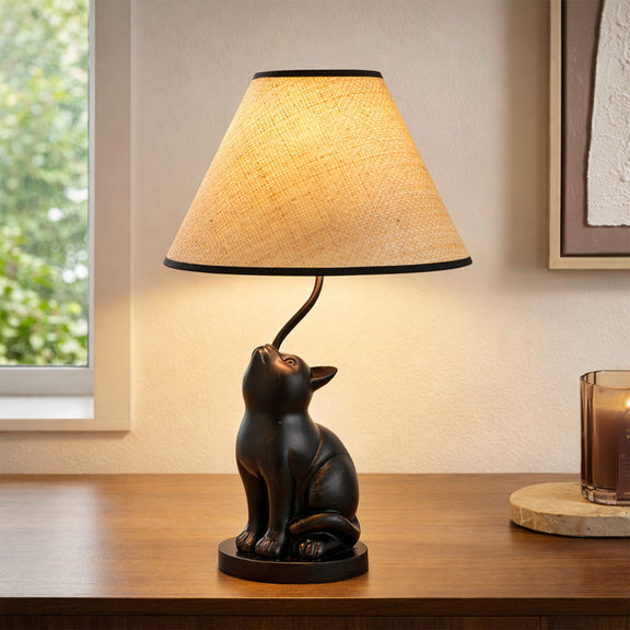 Upward Looking Cat LED Table Lamp 2.5W 3000K Natural & Brushed Black Copper - LL-LED-35