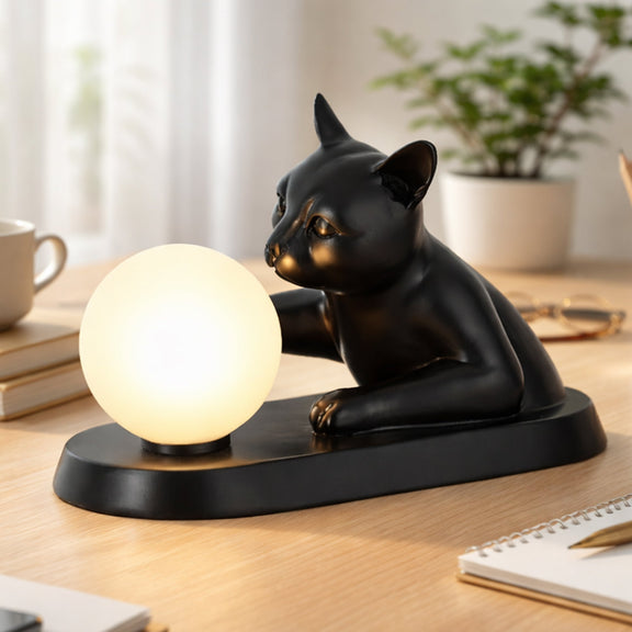 Cat Touching Ball LED Table Lamp 2.5W 3000K Opal & Black - LL-LED-36