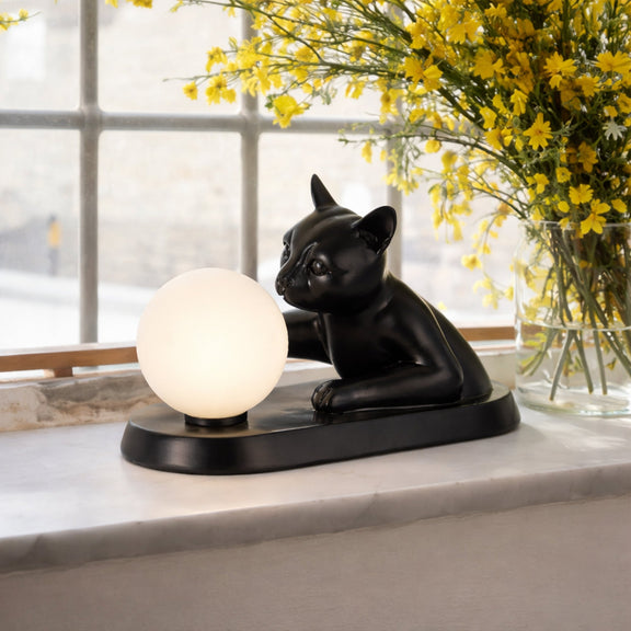 Cat Touching Ball LED Table Lamp 2.5W 3000K Opal & Black - LL-LED-36