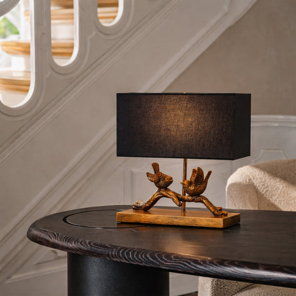 Birds on Branch LED Table Lamp 2.5W 3000K Brushed Gold & Black - LL-LED-37