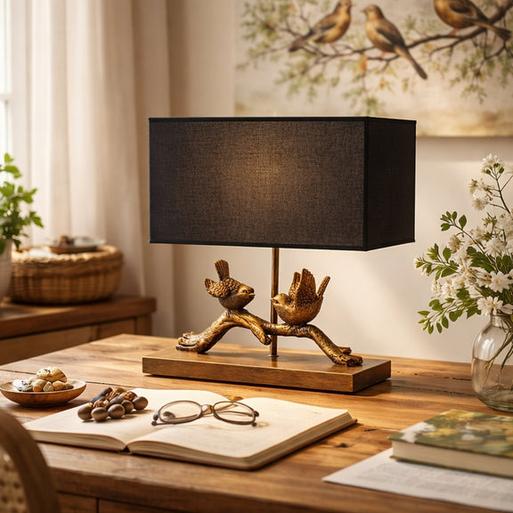 Birds on Branch LED Table Lamp 2.5W 3000K Brushed Gold & Black - LL-LED-37