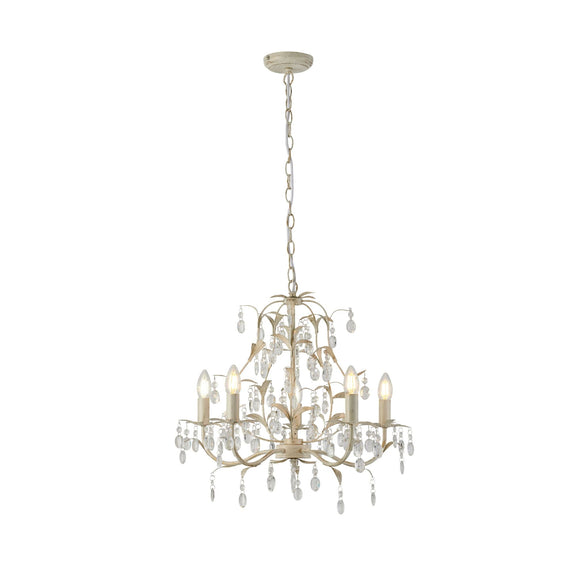 Stella 5 Lights Chandelier Ivory & Brushed Gold - LL002CH016L
