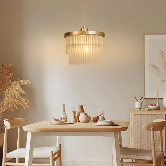 Greer Chandelier Gold & Frosted Glass - LL002CH119