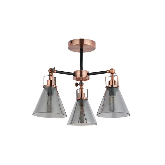 Conea Semi Flush Mount Light Antique Copper & Smoky - LL002CL127