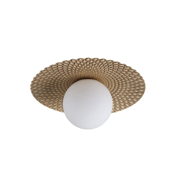 Orbis Flush Mount Light Brushed Yellow with Black & Opal - LL002CL128Y