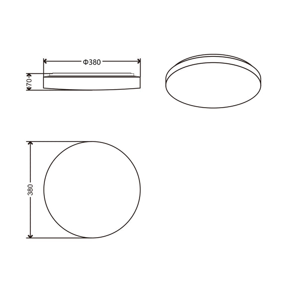 Elaine Large LED Flush Mount Light 24W Tri Colour White - LL002CL134L