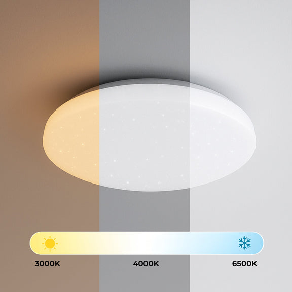 Starry Glow Large LED Flush Mount Light 24W Tri Colour White - LL002CL135L