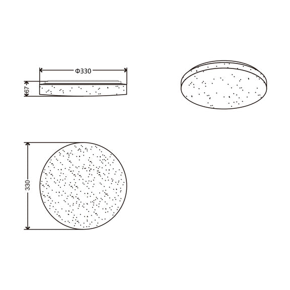 Starry Glow Medium LED Flush Mount Light 18W Tri Colour White - LL002CL135M