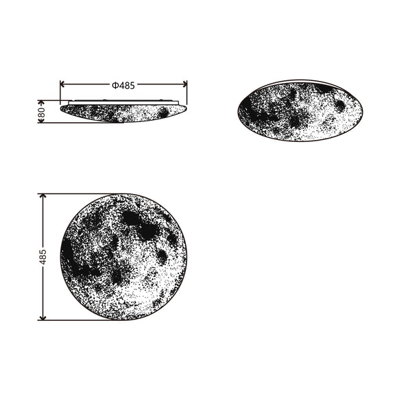 Luna Moon Large LED Flush Mount Light 36W Tri Colour White & Grey - LL002CL136L