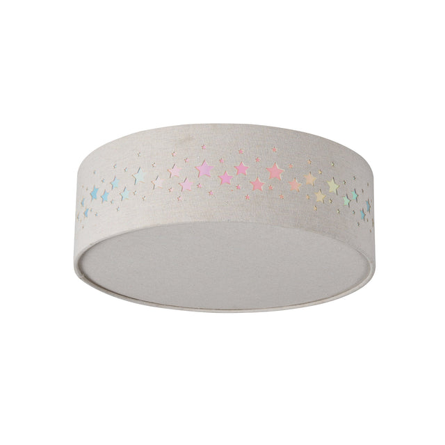 Kiki Star Pattern LED Flush Mount Light 15.5W White & Linen - LL002CL137S