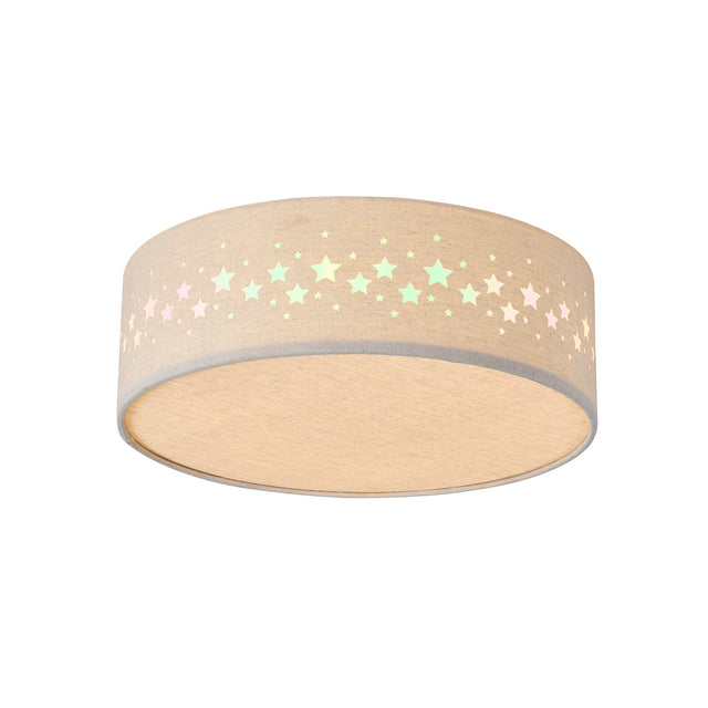 Kiki Star Pattern LED Flush Mount Light 15.5W White & Linen - LL002CL137S