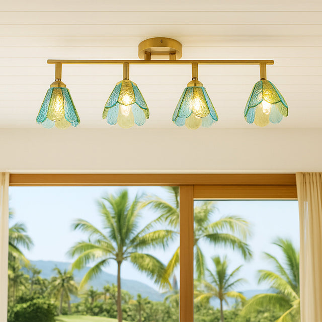 Coraline Linear Semi Flush Mount Light Brass & Multicolour - LL002CL138MC