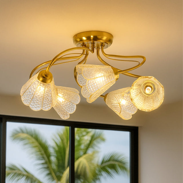 Coraline Semi Flush Mount Light Brass & Champagne - LL002CL139CH