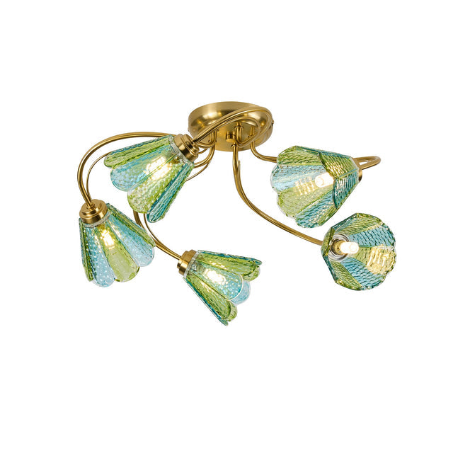 Coraline Semi Flush Mount Light Brass & Multicolor - LL002CL139MC