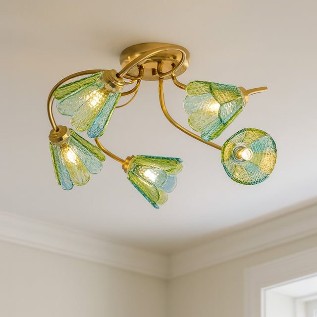 Coraline Semi Flush Mount Light Brass & Multicolor - LL002CL139MC