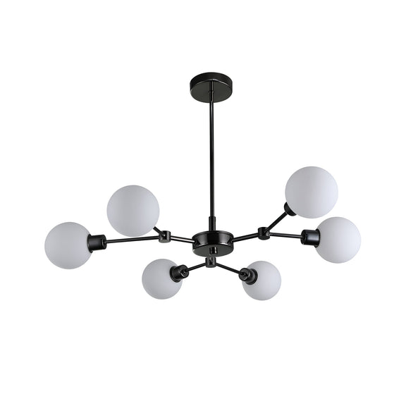 Grette 6 Lights Pendant Light Pearl Black & Opal - LL002PL078OG