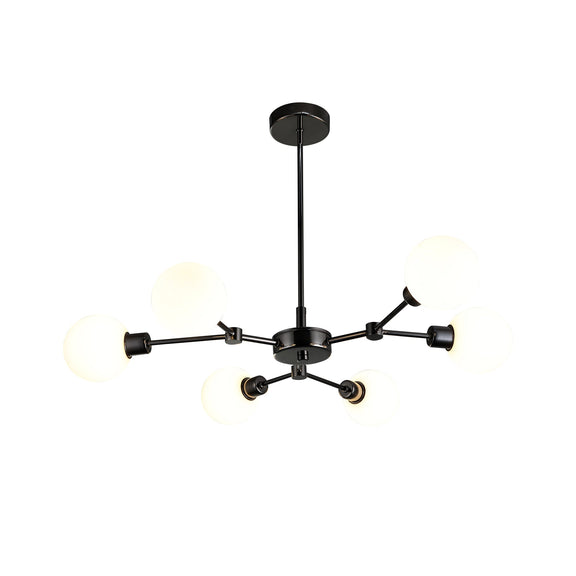 Grette 6 Lights Pendant Light Pearl Black & Opal - LL002PL078OG