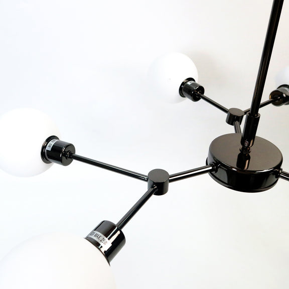 Grette 6 Lights Pendant Light Pearl Black & Opal - LL002PL078OG