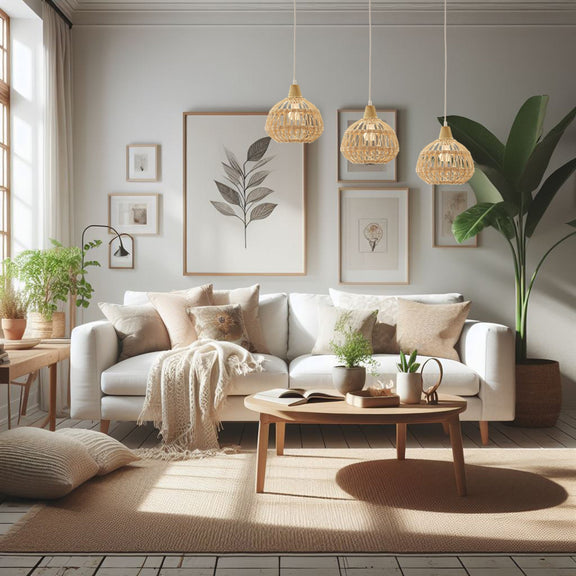 Loom Rattan Pendant Light Cream & Natural - LL002PL134