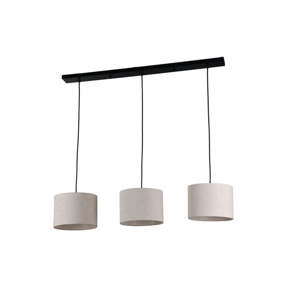 Linea 3 Lights Pendant Light Black & Linen - LL002PL139
