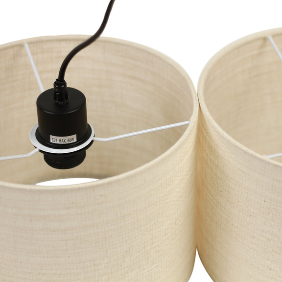 Linea 3 Lights Pendant Light Black & Linen - LL002PL139