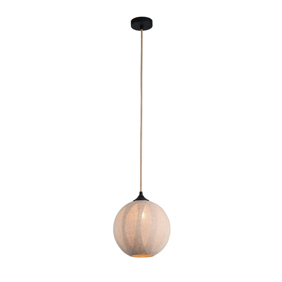 Vesselia Round Pendant Light Black & Linen - LL002PL140