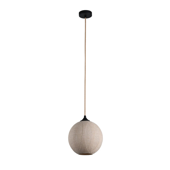 Vesselia Round Pendant Light Black & Linen - LL002PL140