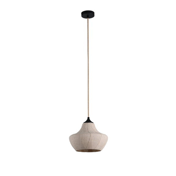 Winslow Pendant Light Black & Linen - LL002PL142