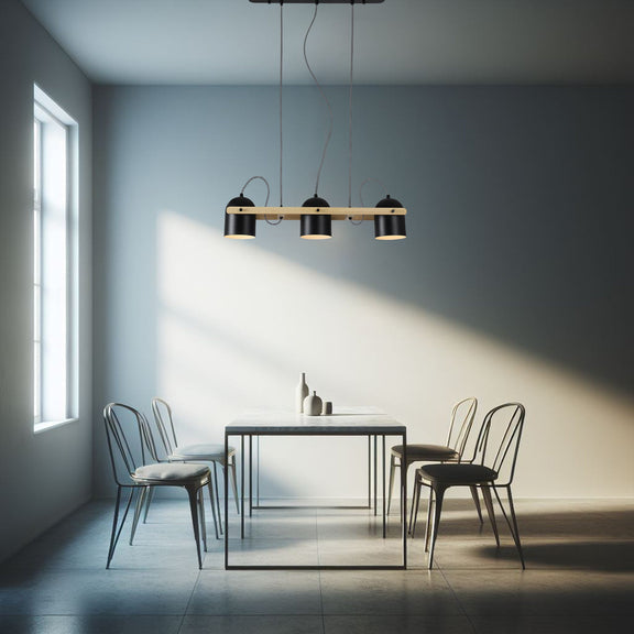 Pivota 3 Lights Pendant Light Black - LL002PL146B