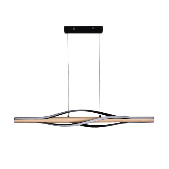 Bonnie LED Pendant Light 30W Tri Color Matt Black & Wood - LL002PL158