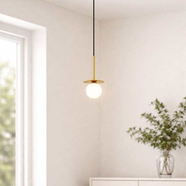 Ophelia Pendant Light Brass & Opal - LL002PL169