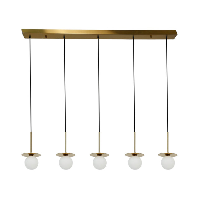 Ophelia 5 Light Pendant Light Brass & Opal - LL002PL170