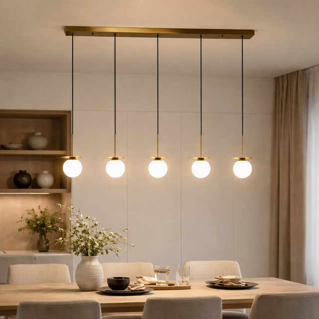 Ophelia 5 Light Pendant Light Brass & Opal - LL002PL170