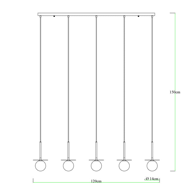 Ophelia 5 Light Pendant Light Brass & Opal - LL002PL170