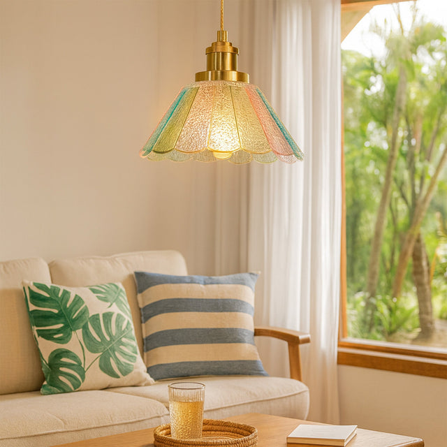 Sylvia Pendant Light Brass & Multicolour - LL002PL174MC