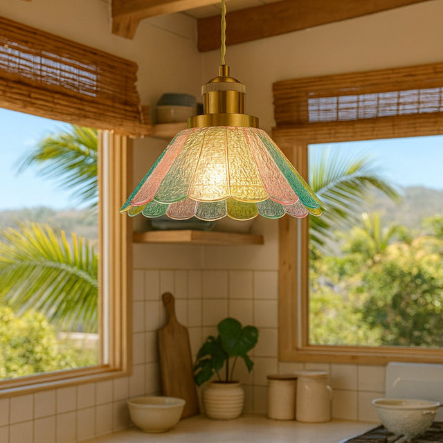 Sylvia Pendant Light Brass & Multicolour - LL002PL174MC