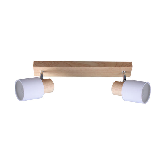 Daphne 2 Light Spot Light White & Timber - LL002SL011