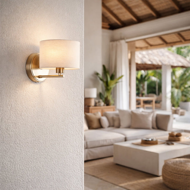 Clarissa Rechargeable LED Wall Light 2W 3CCT Antique Brass & Linen - LL002WL018AB