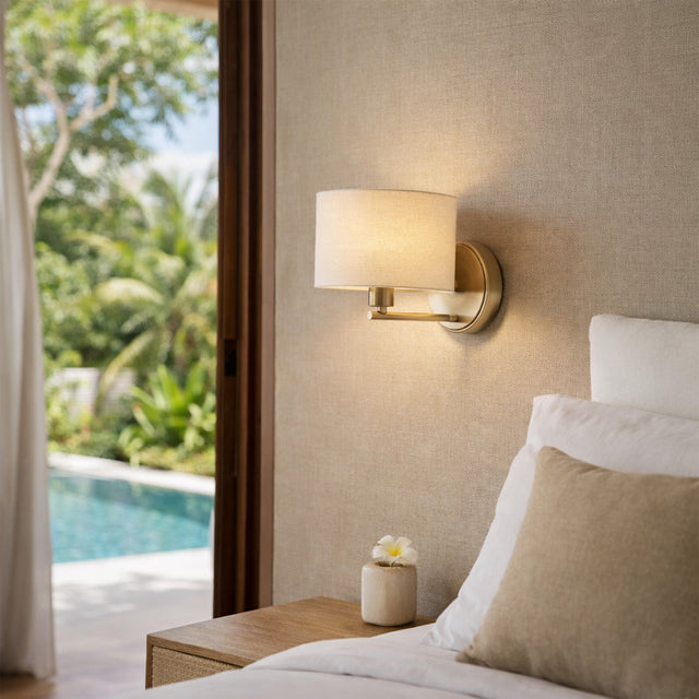Clarissa Rechargeable LED Wall Light 2W 3CCT Antique Brass & Linen - LL002WL018AB
