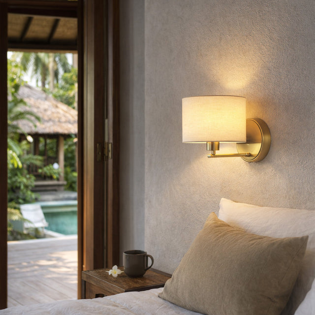 Clarissa Rechargeable LED Wall Light 2W 3CCT Antique Brass & Linen - LL002WL018AB