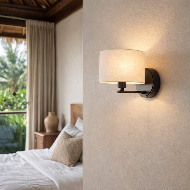 Clarissa Rechargeable LED Wall Light 2W 3CCT Matte Black & Linen - LL002WL018B