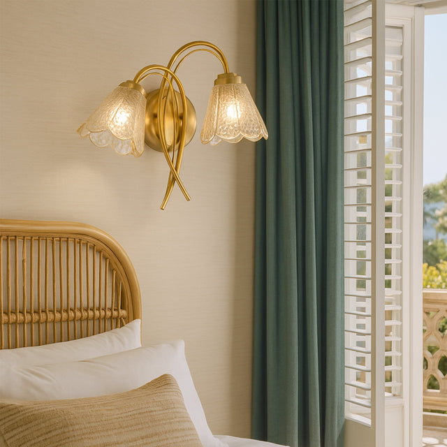 Coraline Double Light Wall Light Brass & Champagne - LL002WL021CH