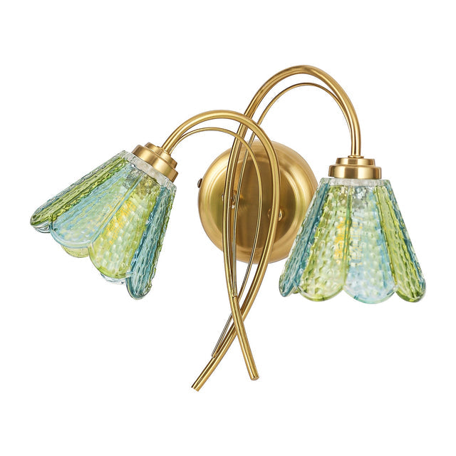 Coraline Double Light Wall Light Brass & Multicolour - LL002WL021MC