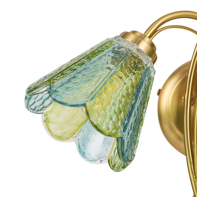 Coraline Double Light Wall Light Brass & Multicolour - LL002WL021MC